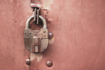 Red lock in vintage style