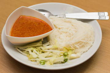 Thai vermicelli eaten with curry