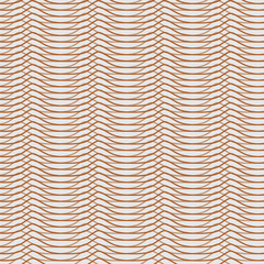 Vector seamless pattern of horizontal thin sinuous brown stripes forming a grid.