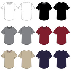 Vector Template for Rolled Sleeve Curve Hem Tee