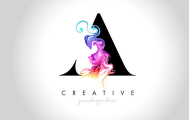 A Vibrant Creative Leter Logo Design with Colorful Smoke Ink Flowing Vector