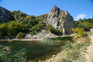 Fototapeta na wymiar View of the rock Utyug, Red Stone, Crimea.
