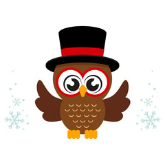 winter cartoon cute owl in hat
