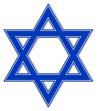 Blauer Davidstern auf einem isolierten wei&szlig;en Hintergrund.