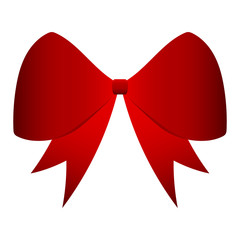 Red gift bow of ribbon