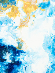 Fototapety  Niebieskie i złote kreatywne abstrakcyjne ręcznie malowane tło, marmurowa tekstura, abstrakcyjny ocean