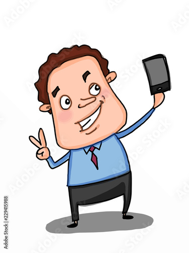 cartoon characters man taking