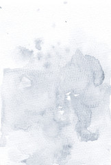 Dusty blue watercolor background. Handdrawn paper with splashes. Sea backdrop.