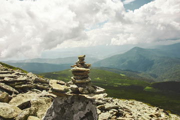 beautiful view of mountains landscape. Chornohora mountain ridge from slopes of Hoverla mountain