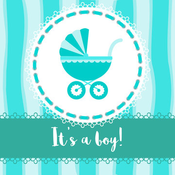 Baby shower card. It’s a boy. Vector illustration