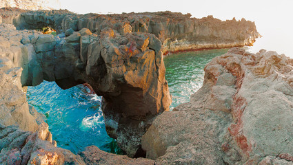 Volcanic arch panorama in Ponta da Ferraria - Sao Miguel island, Azores