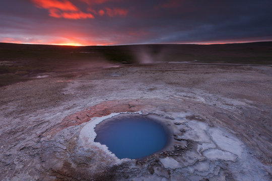 Amazing nature wonder in Hveravellir./ Volcanic hot water spring in beautiful central Iceland - Powered by Adobe