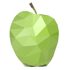 Green polygonal vector Apple on white background. Low poly isolated apple.