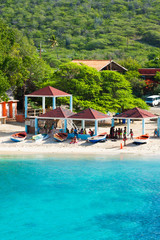 CURACAO, NETHERLANDS - JANUARY 23, 2018: View of the beach at the cliffs Playa Lagun. Vertical.