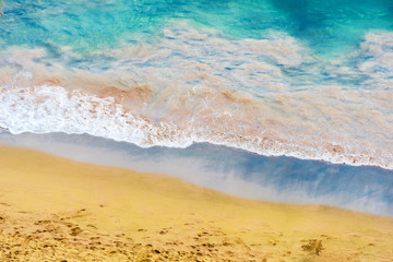 View of the beach Papakolea (green sand beach), Hawaii, USA. Copy space for text.