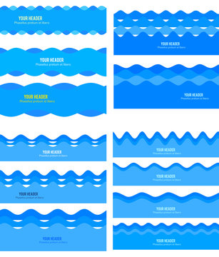 design element ribbon blue water sea background38