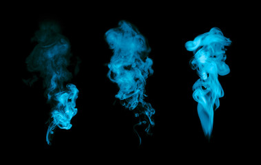 blue smoke isolated on black