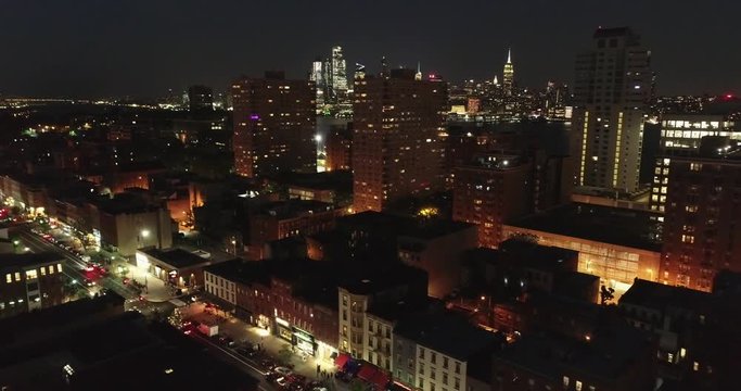 Aerial of Hoboken, New Jersey at Night