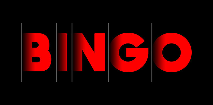 Bingo - red text written on black background