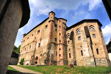 Facade of old castle in Banska Stiavnica town