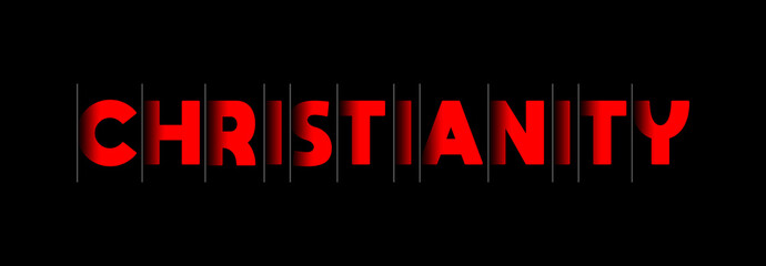 Christianity - red text written on black background
