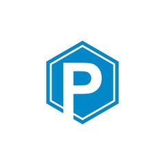 P blue hexagon logo
