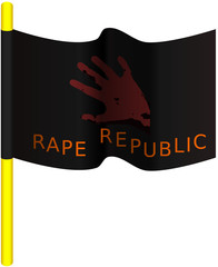 Rape nation republic flag with text and victim hand pole vector illustration stop rape abuse concept