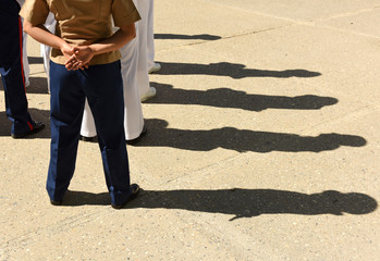 US Navy sailors from the back. US Navy army.