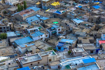 the streets of the old city from a height in the evening