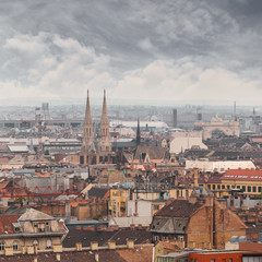 Fototapeta premium Panorama of the city from the dome of the Basilica of Saint Istvan in Budapest, Hungary.
