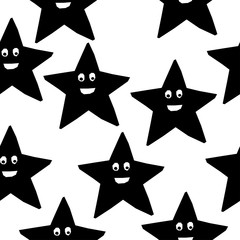 Handmade contrast seamless pattern. Childish craft monochrome wallpaper for birthday card, baby nappy, school party advertising, shop sale poster, holiday wrapping paper, textile, bag print etc.