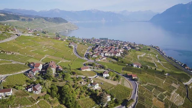 Flying high over Grandvaud and Cully with Lake L&radic;&copy;man and the Alps in the background
Lavaux - Switzerland