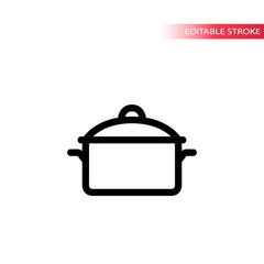 Kitchen pod line icon. Casserole black stroke saucepan icon. Fully editable.