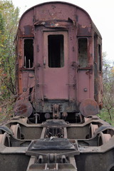 Old train wagon, abandoned, rusty, Krakow, Plaszow