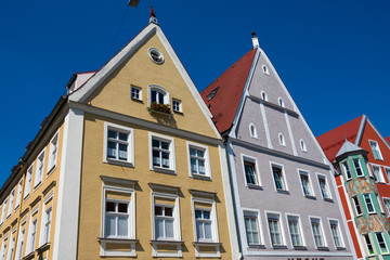 Fototapeta na wymiar Colorful houses, historic old town. Landsberg am Lech, Germany