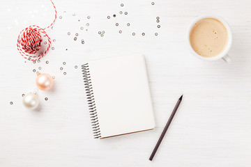 Paper notebook on the table.