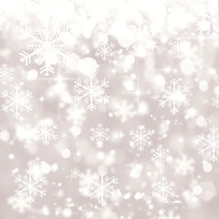 Fototapeta na wymiar Silver blurred bokeh background, winter, Christmas, snowfall, snowflakes, white circles, gray, glitter