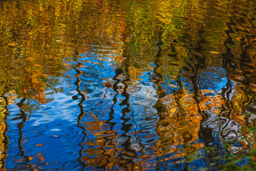 multicolored bright abstract lines of reflection in water