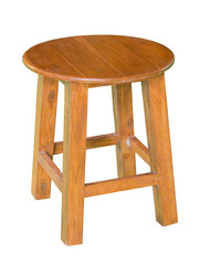 wooden chair or wooden stool isolated on white with clipping path