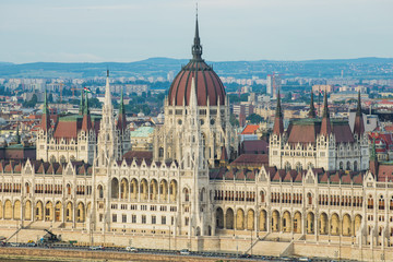 Fototapeta premium Hungarian Parliament Building in Budapest, One of the most beautiful buildings in the Hungarian capital.