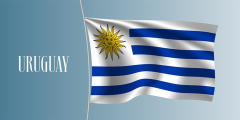 Uruguay waving flag vector illustration. Iconic design element