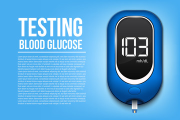 Creative vector illustration of blood glucose meter level test, diabetes glucometer isolated on transparent background. Art design medical device template. Abstract concept graphic web banner element