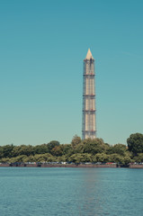 Fototapeta na wymiar Washington Monument under construction near the Tidal Basin in Washington DC