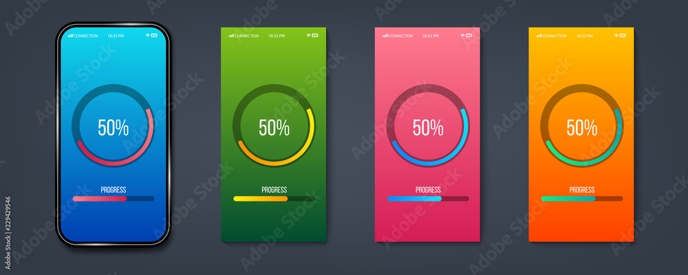 Wall mural creative vector illustration of mobile app progress bar loading isolated on transparent background. 