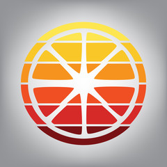 Fruits lemon sign. Vector. Horizontally sliced icon with colors 