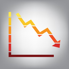 Arrow pointing downwards showing crisis. Vector. Horizontally sl