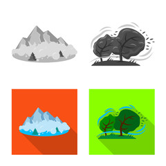 Isolated object of natural and disaster sign. Set of natural and risk stock vector illustration.