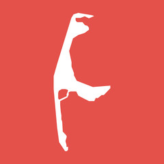 Sylt, Umriss, Landkarte - Icon, Symbol, Piktogramm, grafisches Element - Fl&auml;che - wei&szlig; - Hintergrund rot - Vektor