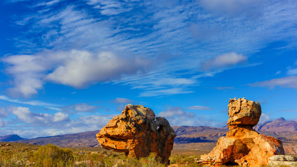 Interestingb rock formations in the Kagga Kamma nature reserve in the Western Cape, South Africa.  © Louis
