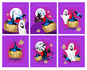 Fototapeta premium Halloween greeting cards set